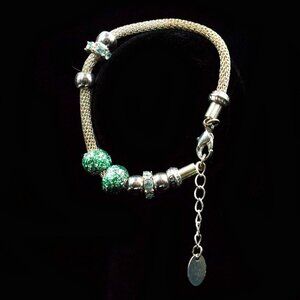 SILVER TONE ROPE CHAIN AND BLUE BEAD BRACELET – JBTSRCBL